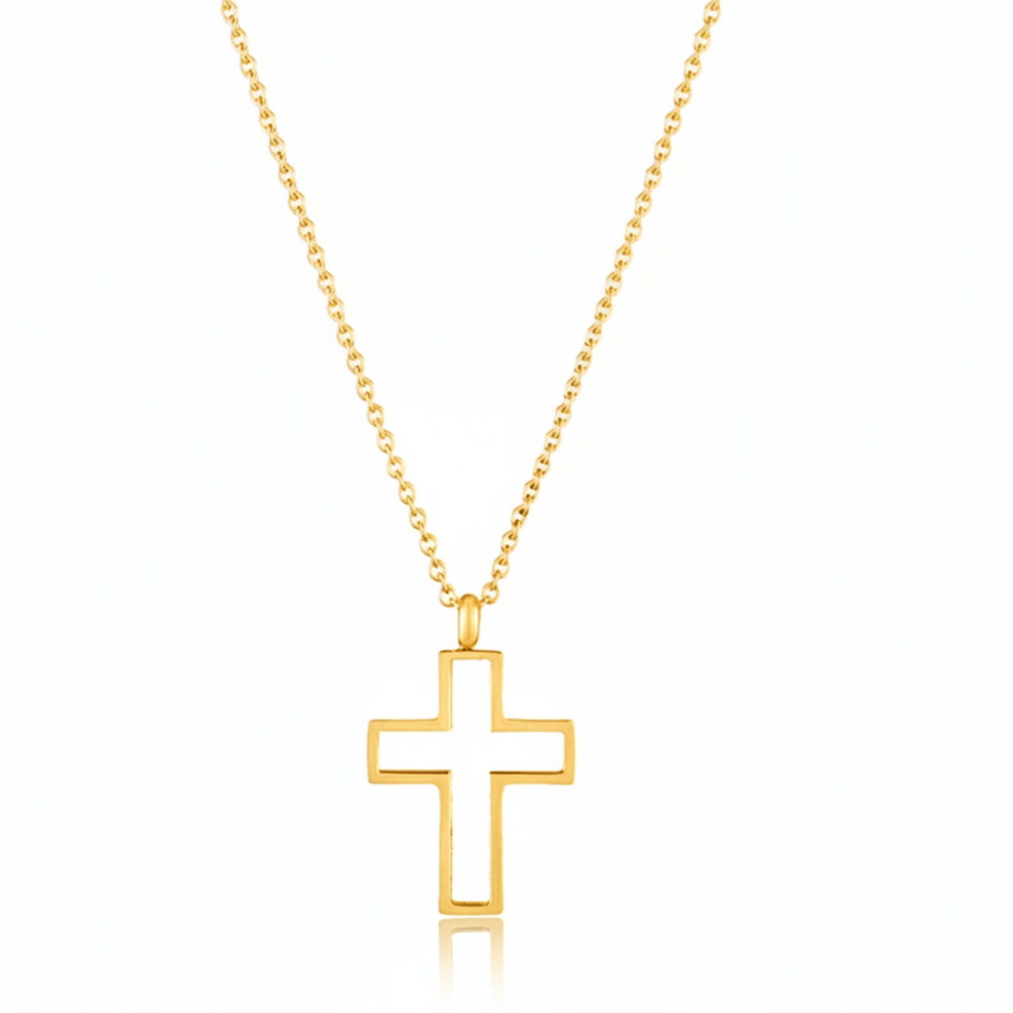 ELYA Women's Polished Open Cross Stainless Steel Necklace