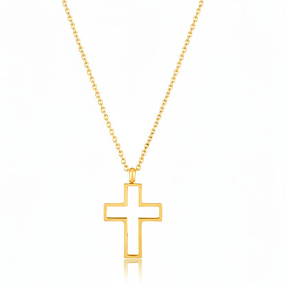 ELYA Women's Polished Open Cross Stainless Steel Necklace