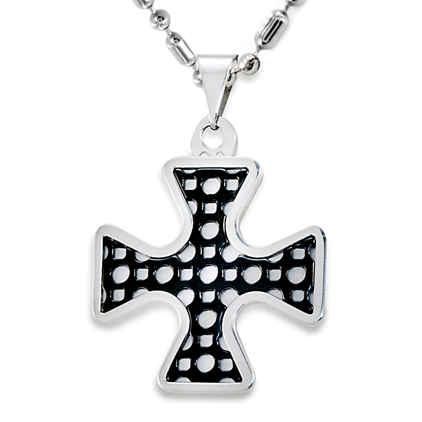 Men's Two-Tone Stainless Steel Cross Pendant Necklace - 24"