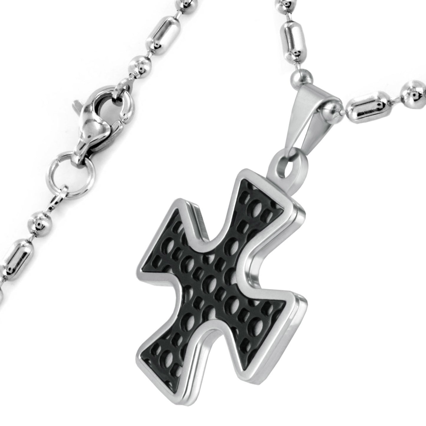 Men's Two-Tone Stainless Steel Cross Pendant Necklace - 24"