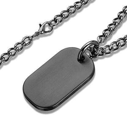 Men's Stainless Steel Satin Finished Engravable Heavy Dog Tag Pendant Necklace - 24"