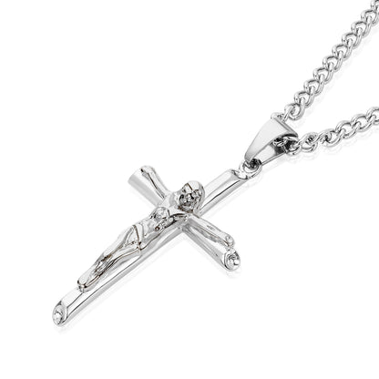 Men's Stainless Steel Crucifix Cross Pendant Necklace