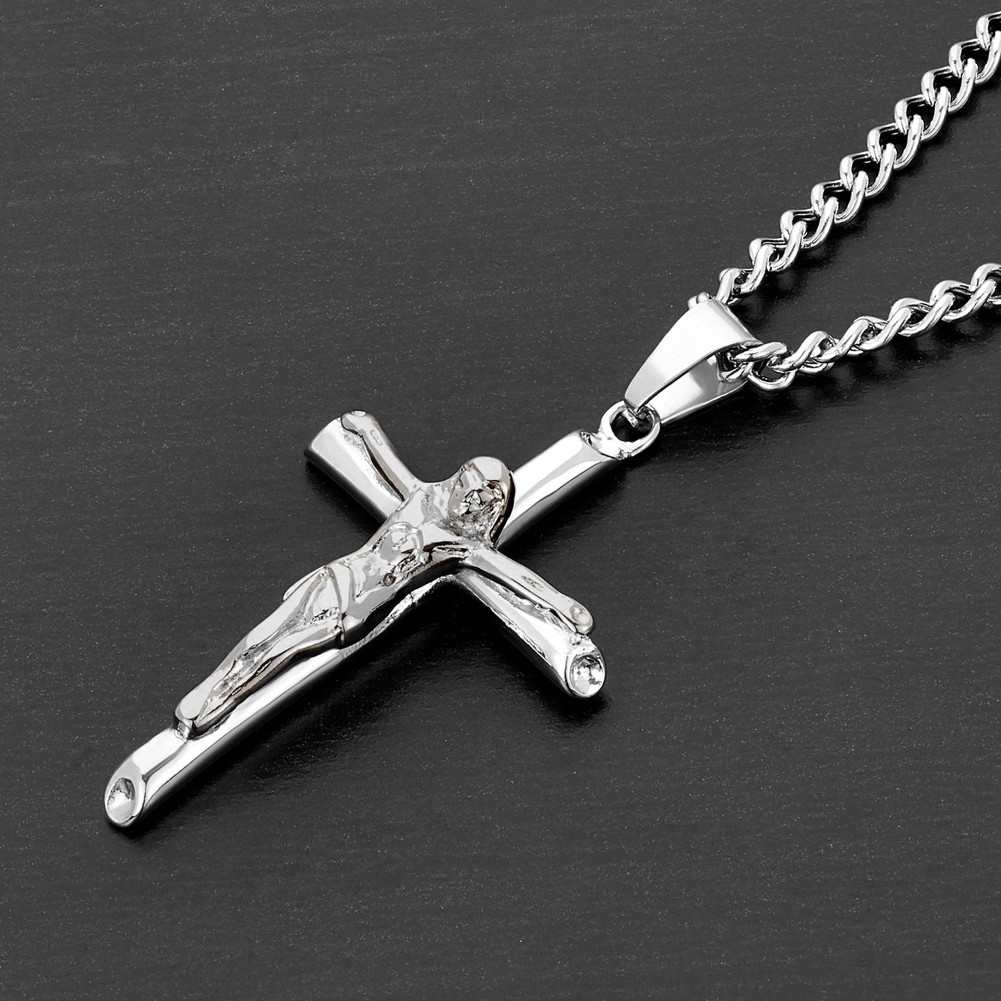 Men's Stainless Steel Crucifix Cross Pendant Necklace