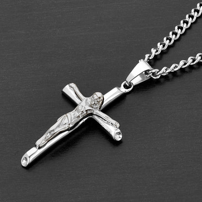 Men's Stainless Steel Crucifix Cross Pendant Necklace