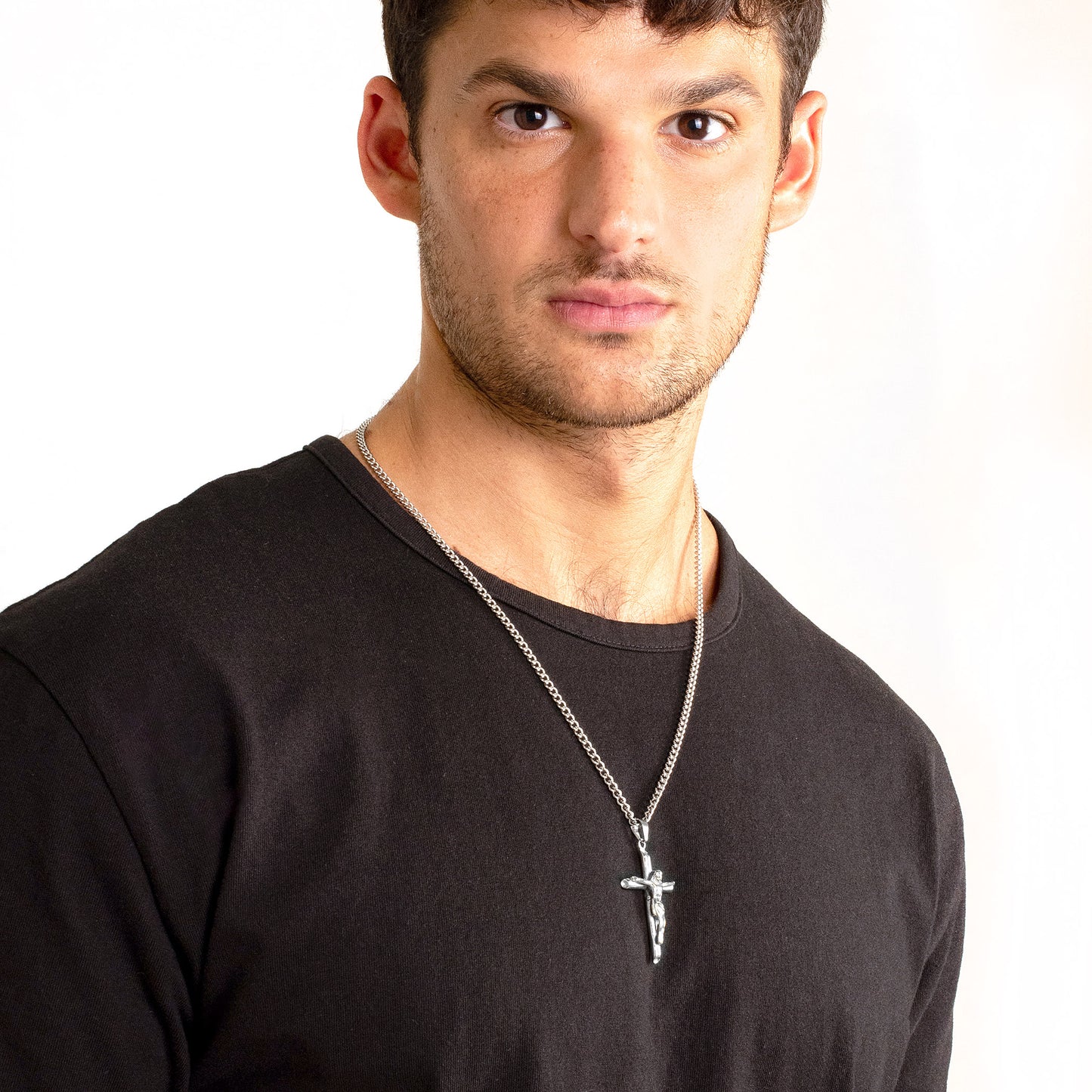Men's Stainless Steel Crucifix Cross Pendant Necklace