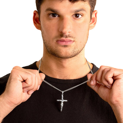 Men's Stainless Steel Crucifix Cross Pendant Necklace