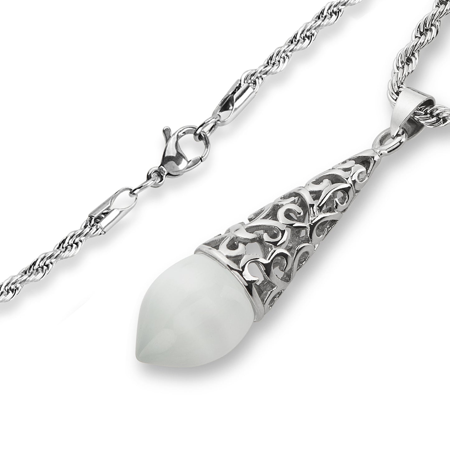 ELYA Women's Cat's Eye Teardrop Stainless Steel Pendant