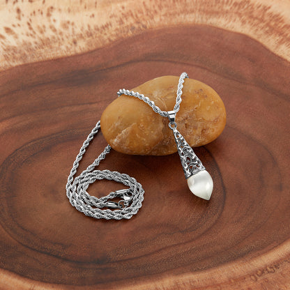 ELYA Women's Cat's Eye Teardrop Stainless Steel Necklace