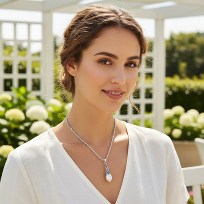 ELYA Women's Cat's Eye Teardrop Stainless Steel Necklace