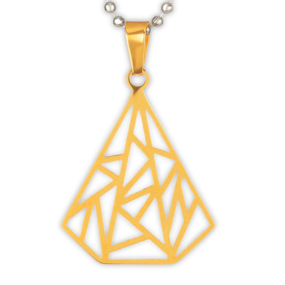 ELYA Women's Gold Plated Geometric Diamond Shape Stainless Steel Pendant