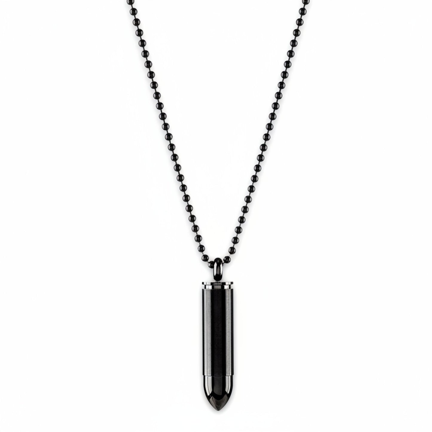 Men's Bullet Capsule Dual Finish Stainless Steel Necklace