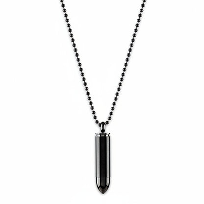 Men's Bullet Capsule Dual Finish Stainless Steel Necklace