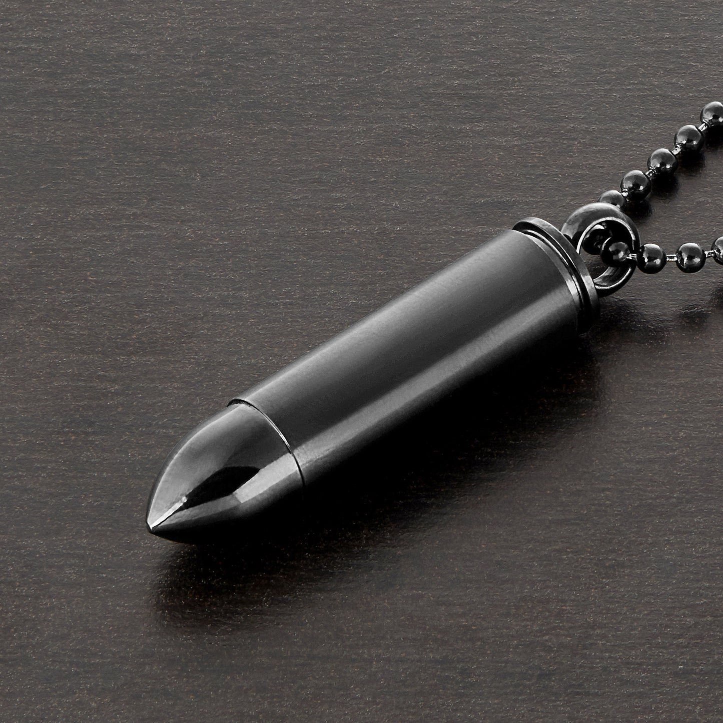 Men's Bullet Capsule Dual Finish Stainless Steel Necklace