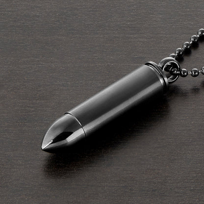 Men's Bullet Capsule Dual Finish Stainless Steel Necklace