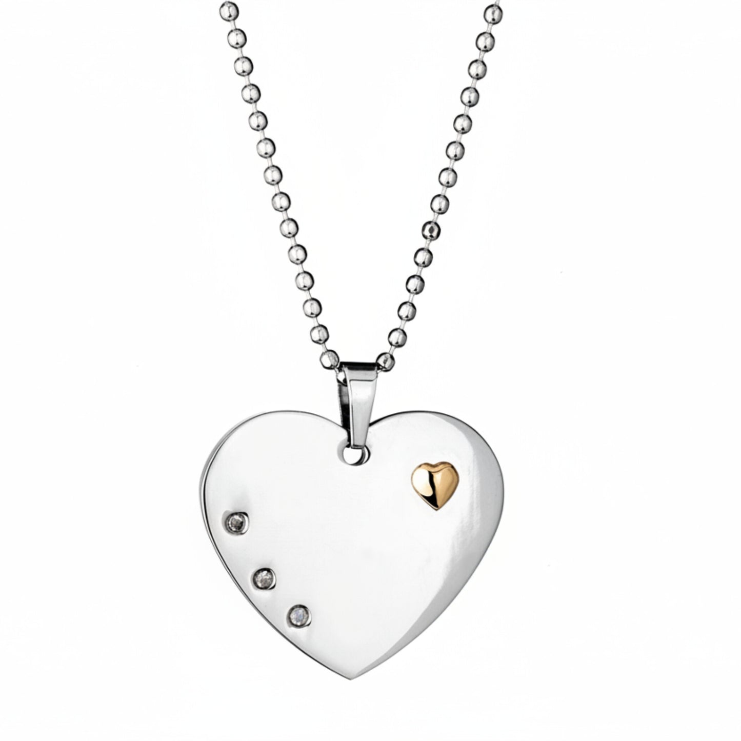 Women's Cubic Zirconia Double Heart Steel Necklace - 24"