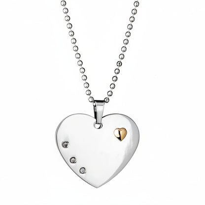 Women's Cubic Zirconia Double Heart Steel Necklace - 24"