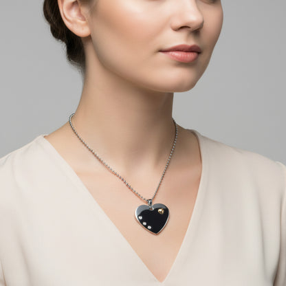 Women's Cubic Zirconia Double Heart Steel Necklace - 24"