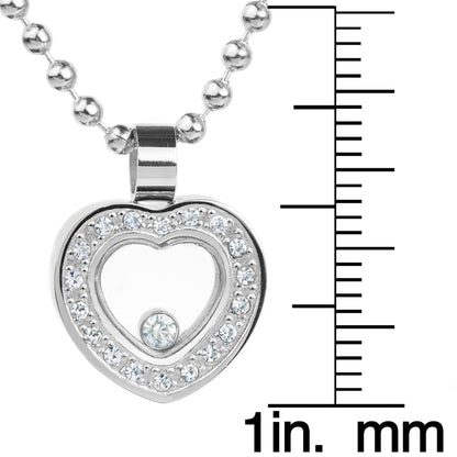 Women's Cubic Zirconia Heart Stainless Steel Pendant Necklace - 24"