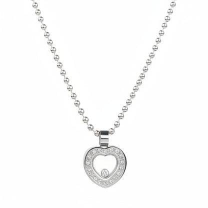 Women's Cubic Zirconia Heart Stainless Steel Pendant Necklace - 24"