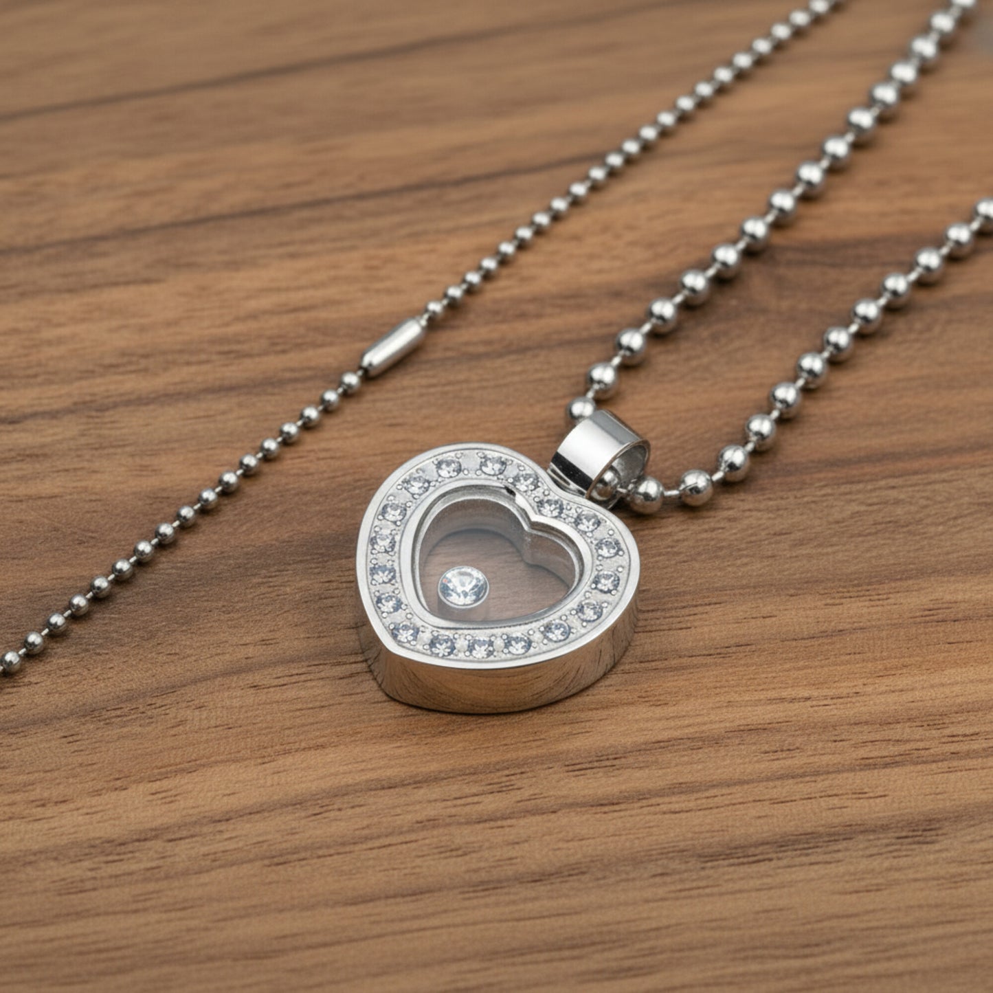 Women's Cubic Zirconia Heart Stainless Steel Pendant Necklace - 24"