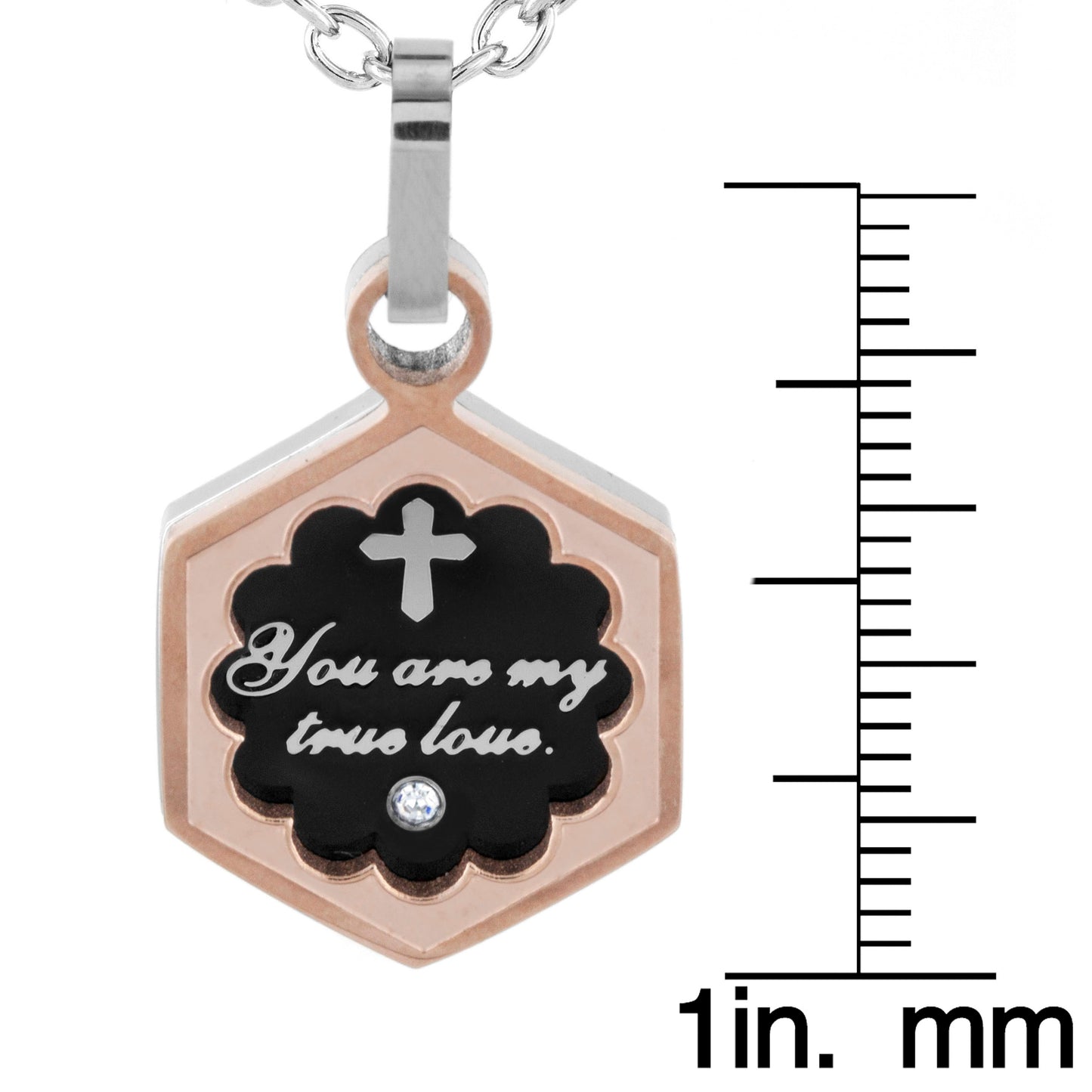 Women's Inspirational Rose Gold Plated Stainless Steel Necklace - 19"