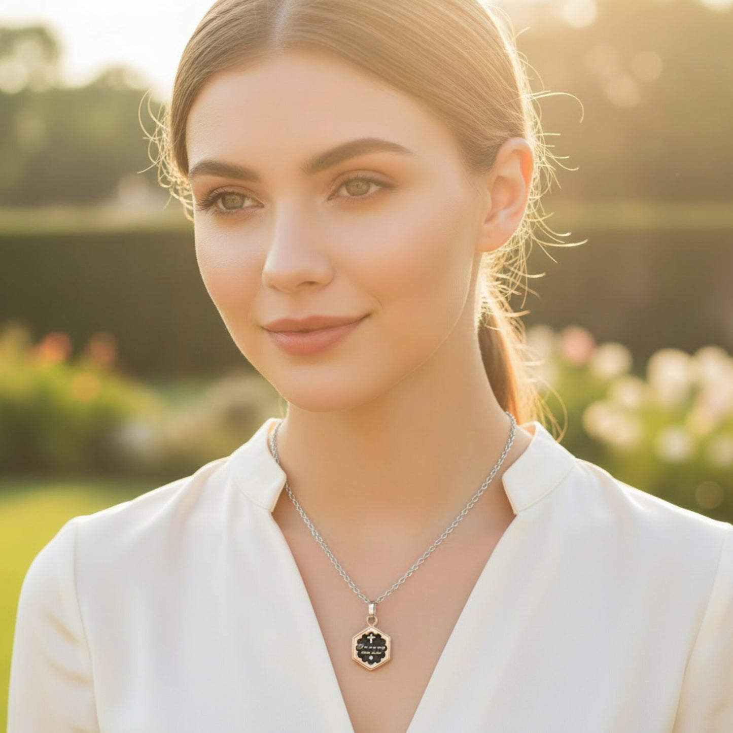 Women's Inspirational Rose Gold Plated Stainless Steel Necklace - 19"