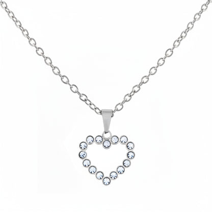Women's Cubic Zirconia Open Heart Stainless Steel Necklace - 19"
