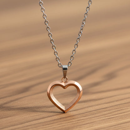 Women's Open Heart Rose Gold Plated Stainless Steel Necklace - 19"