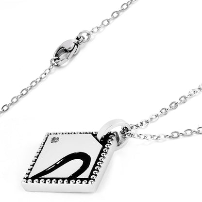Women's Cubic Zirconia Half Heart Best Friend Stainless Steel Necklace - 18"