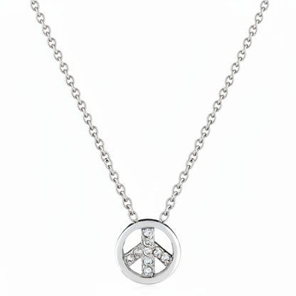 Women's Cubic Zirconia Peace Stainless Steel Necklace - 16"