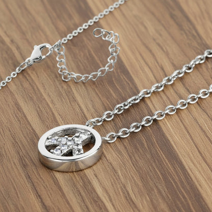 Women's Cubic Zirconia Peace Stainless Steel Necklace - 16"