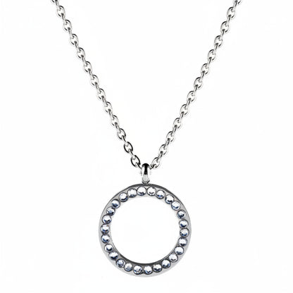 Women's Cubic Zirconia Open Circle Stainless Steel Necklace - 16"