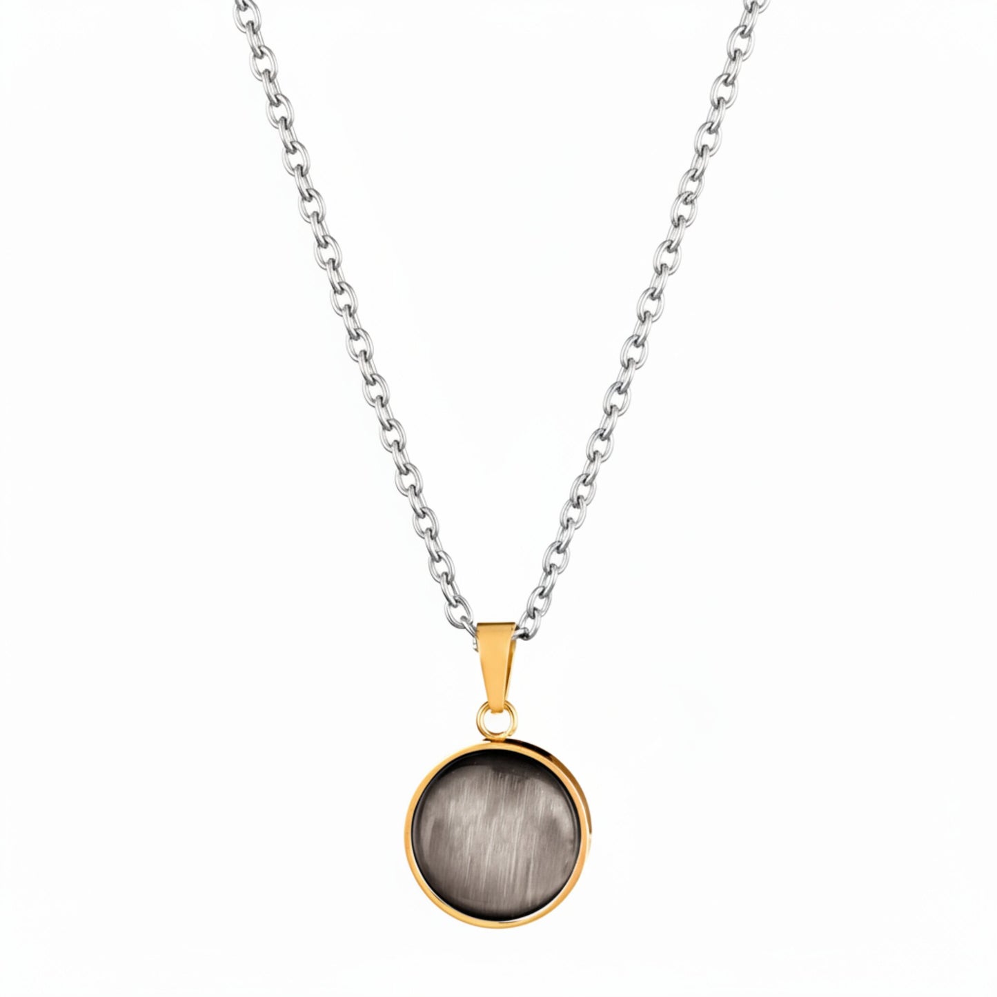 ELYA Women's Polished Cat's Eye Gold Plated Steel Pendant Necklace - 19"