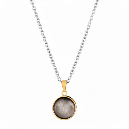 ELYA Women's Polished Cat's Eye Gold Plated Steel Pendant Necklace - 19"
