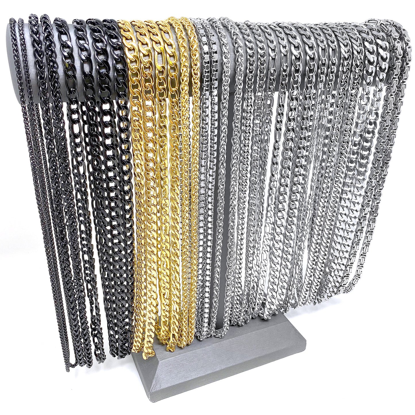 Men's 50 Piece Stainless Steel Chain Necklace Pack