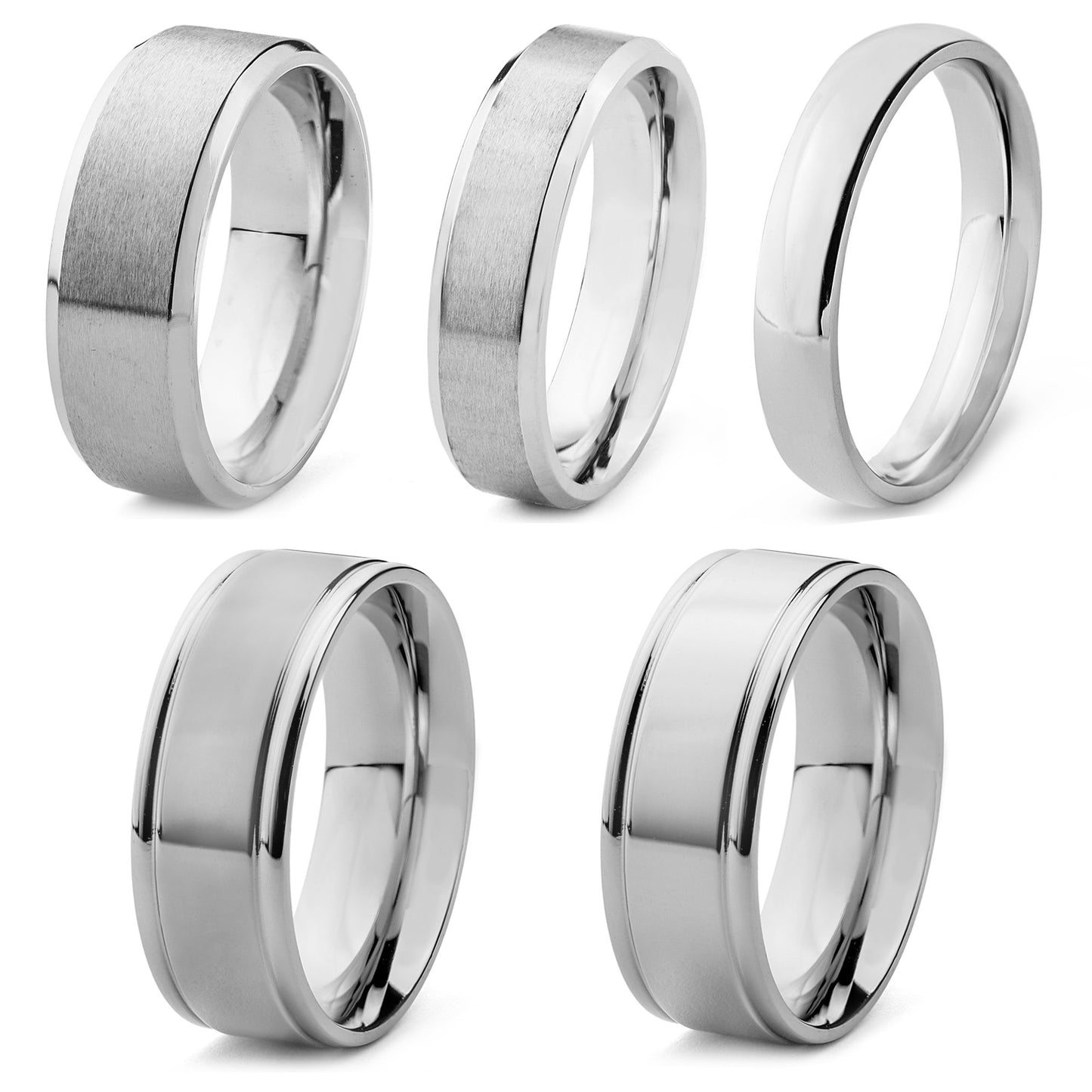 Men's 60 Piece 5 Styles Best Selling Steel Variety Ring Pack