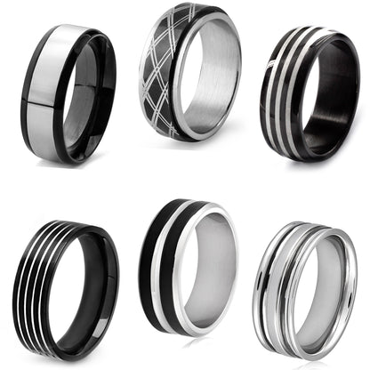 Men's 60 Piece 6 Styles Polished Two Tone Variety Ring Pack
