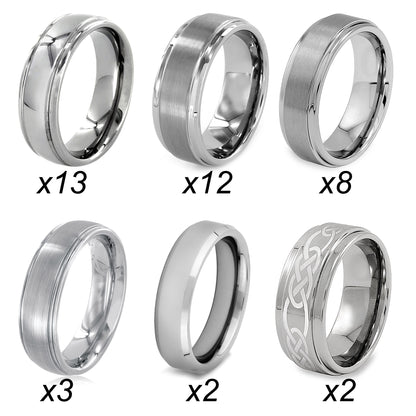 Men's 40 Piece 6 Styles Tungsten Carbide Variety Ring Pack