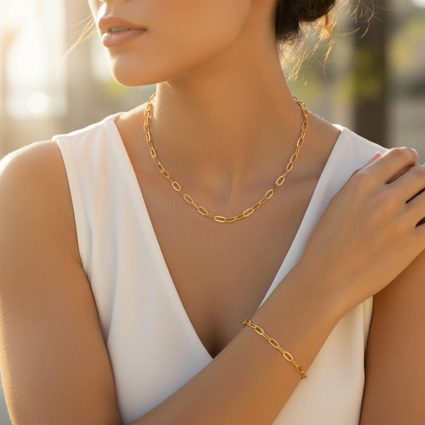 ELYA Flat Square Medium 5mm Paperclip Bracelet - 8.5"
