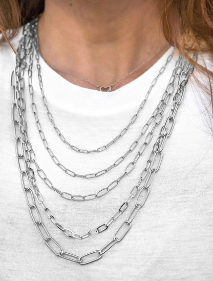 ELYA Flat Square Medium 5mm Paperclip Chain Necklace - 28"