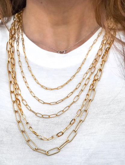 ELYA Flat Square Medium 5mm Paperclip Chain Necklace - 28"