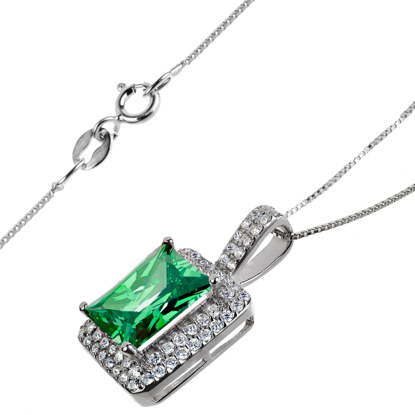 ELYA Women's Colored Cubic Zirconia Halo Sterling Silver Necklace