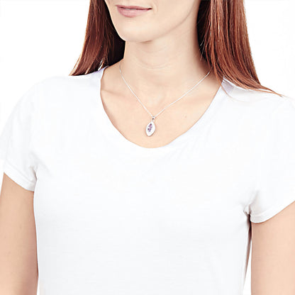 ELYA Women's Colored Cubic Zirconia Halo Sterling Silver Necklace