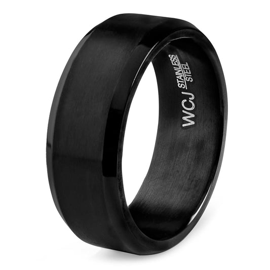 Crucible Jewelry Men's Stainless Steel Brushed and Polished Ring