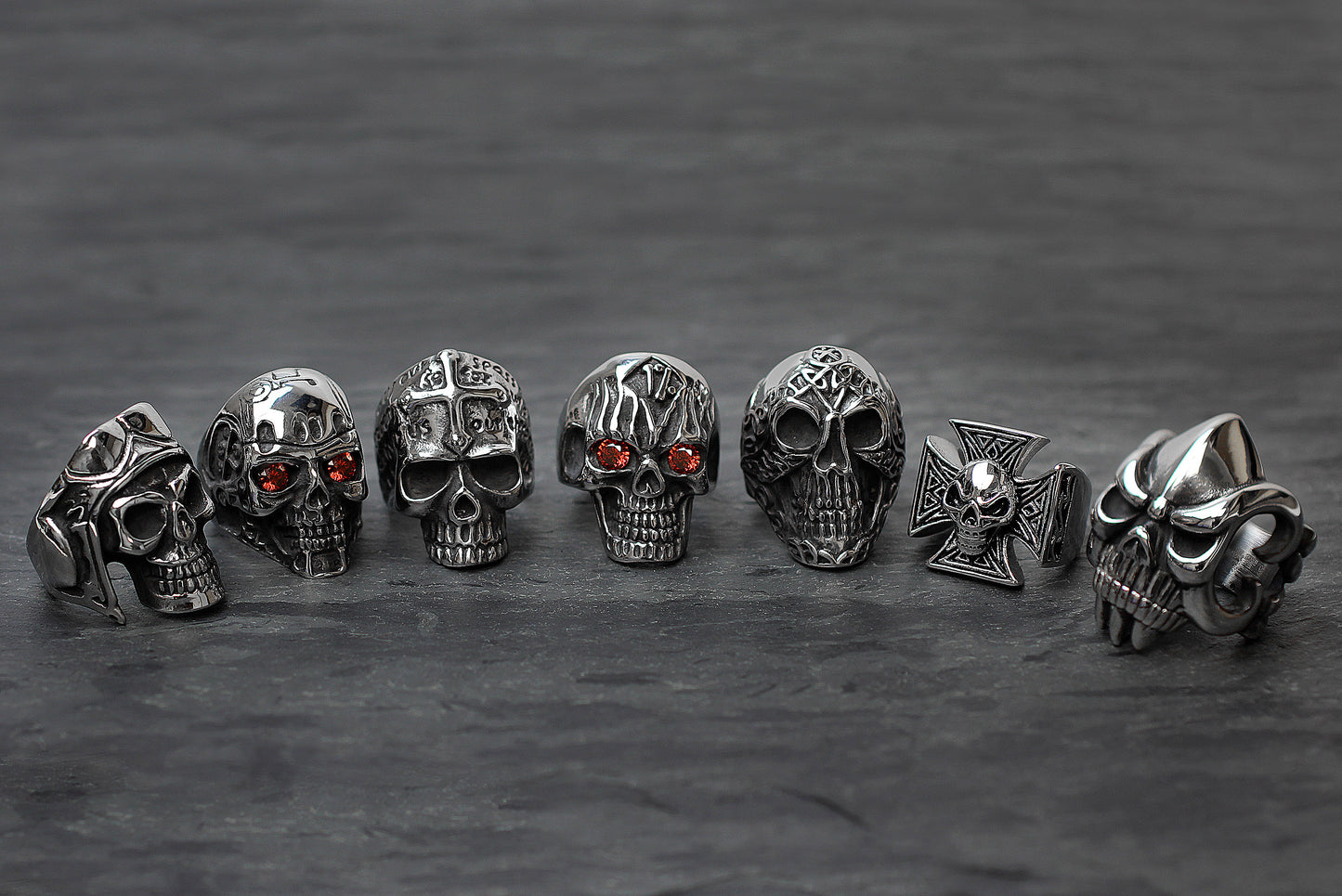 Men's Stainless Steel Antiqued Finish Celtic Skull Ring