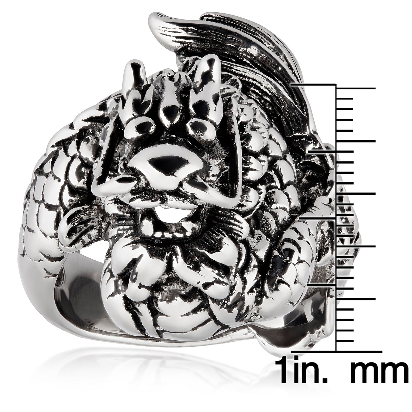 Men's Antiqued Finish Dragon Stainless Steel Ring