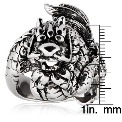 Men's Antiqued Finish Dragon Stainless Steel Ring