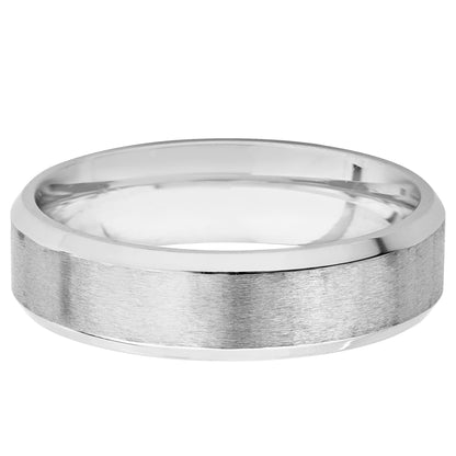 Men's Brushed Stainless Steel Beveled Edge Ring (6mm)