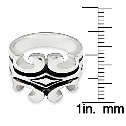 Men's Polished Sideways Fleur De Lis Stainless Steel Ring