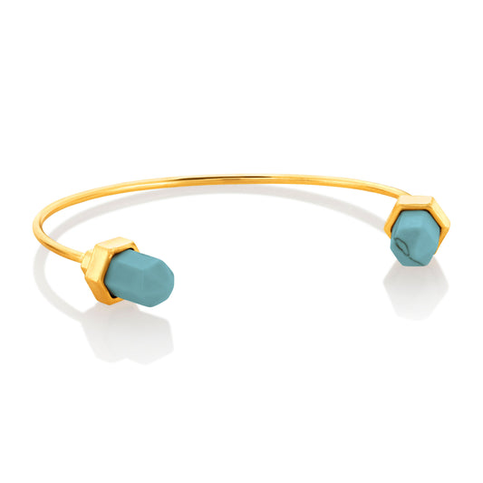 ELYA Women's Open Tipped Bangle Gold Tone Cuff Bracelet